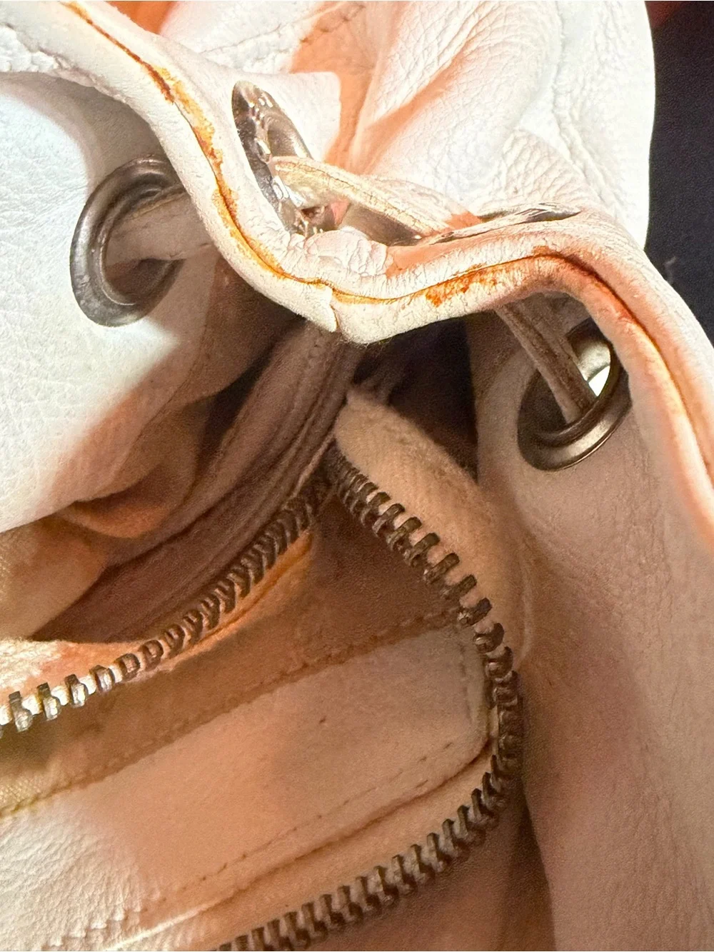 White Leather Drawstring Shoulder Bag